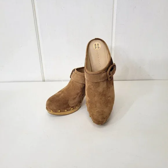 Veronica Beard Dacey Pecan Suede Clogs New - Picture 3 of 7